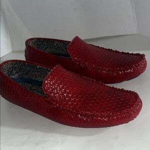 Elegant Red Woven Men's Loafers